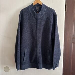 PENDLETON | Men's Washable Wool Full Zip herringbone Cardigan Sweater | XXL
